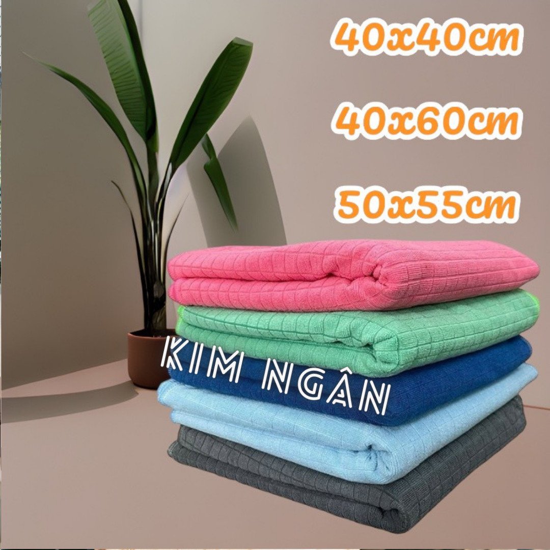 Khăn lau xe, lau kính, lau bếp,... thấm hút nước, không đổ sợi, không ra màu, có móc treo